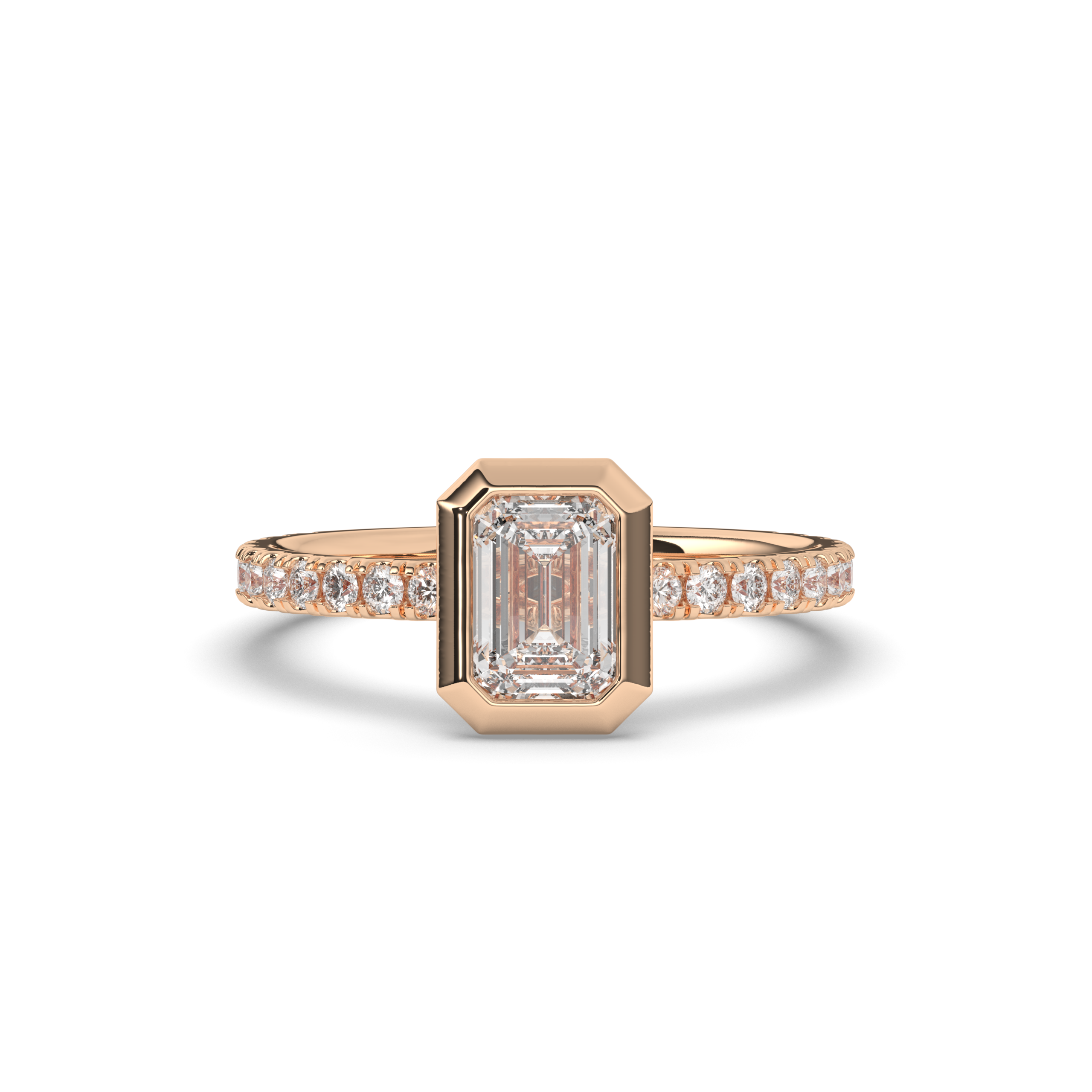 Emerald Bezel Lab-Grown Diamond Engagement Ring - Pear Jewels